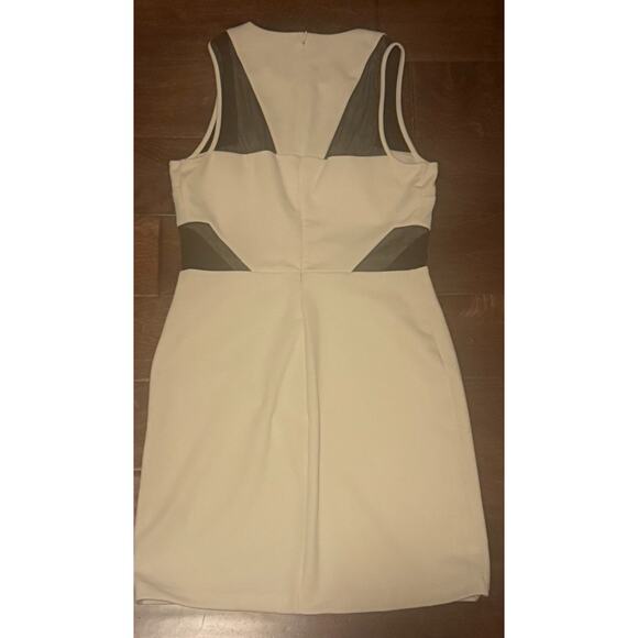 Express Women’s Size 10 Bodycon Dress White with Black Mesh Panels — Sleeveless - Picture 2 of 8